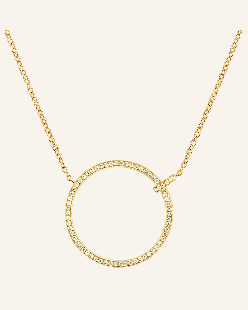 Leaf Halskette Circle Aus 18 Karat Gelbgold Mit Diamanten gold Gold