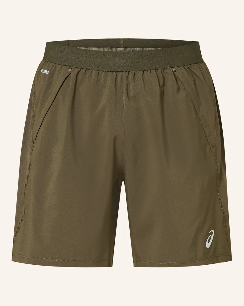 Asics 2-In-1-Laufshorts Road braun Oliv