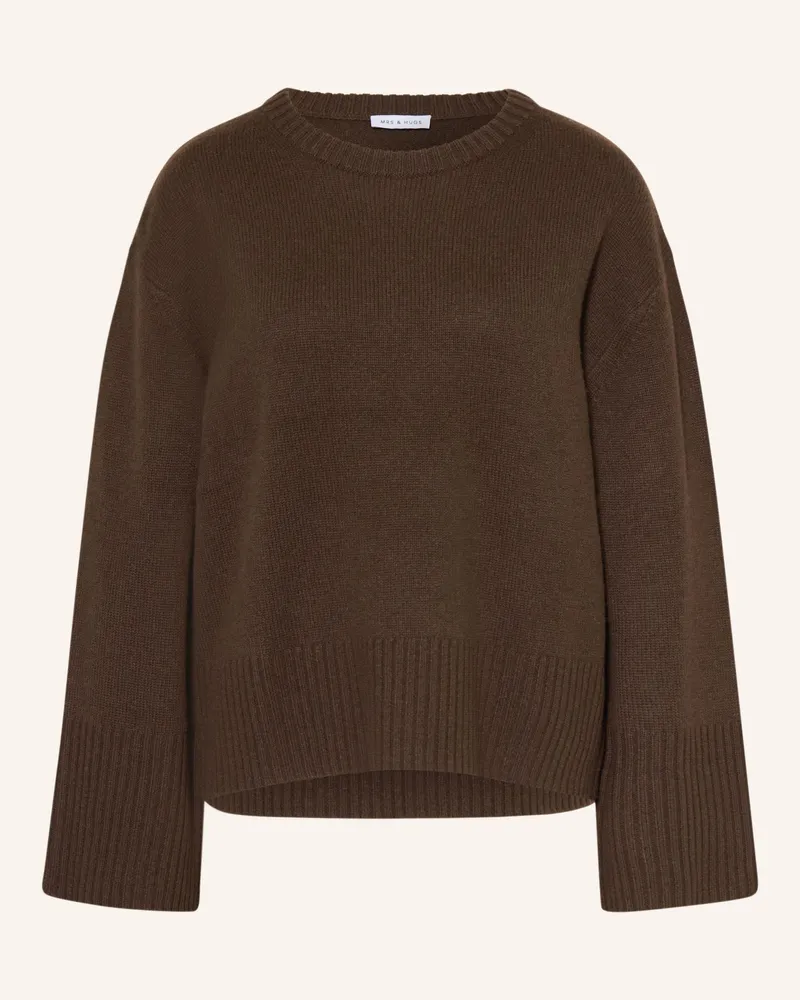 Mrs & HUGS Pullover Mit Cashmere braun Dunkelbraun