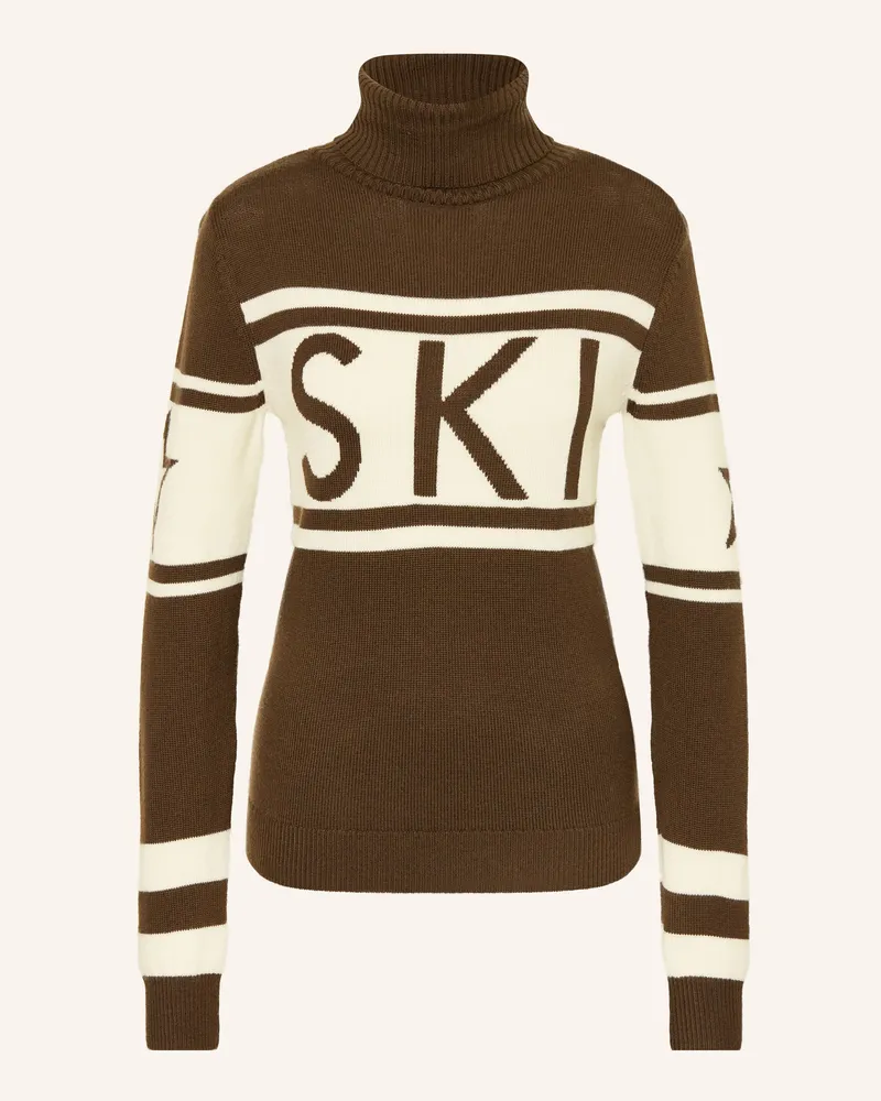 Perfect Moment Pullover SCHILD aus Merinowolle Dunkelbraun