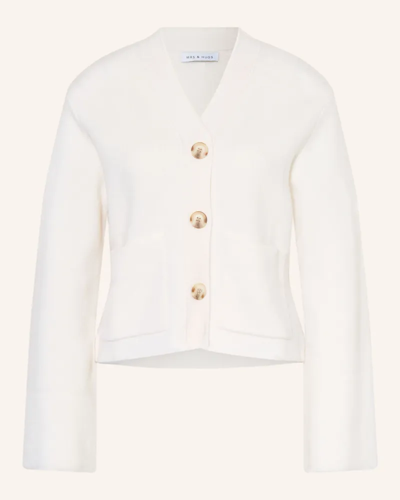 Mrs & HUGS Strickjacke Mit Cashmere weiss Creme
