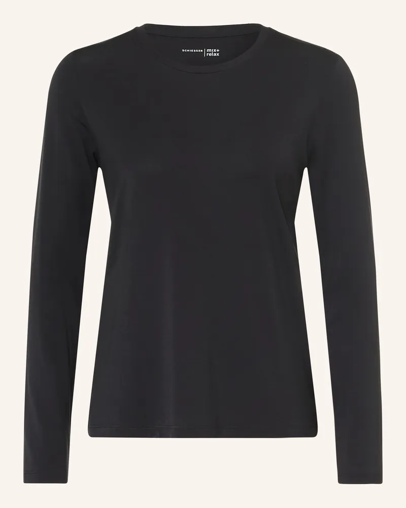 Schiesser Schlafshirt Mix+Relax schwarz Schwarz