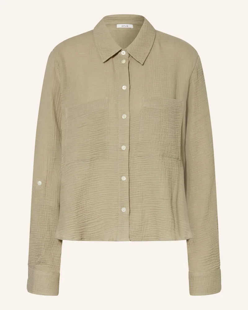 OPUS Hemdbluse Fralea Aus Musselin gruen Oliv