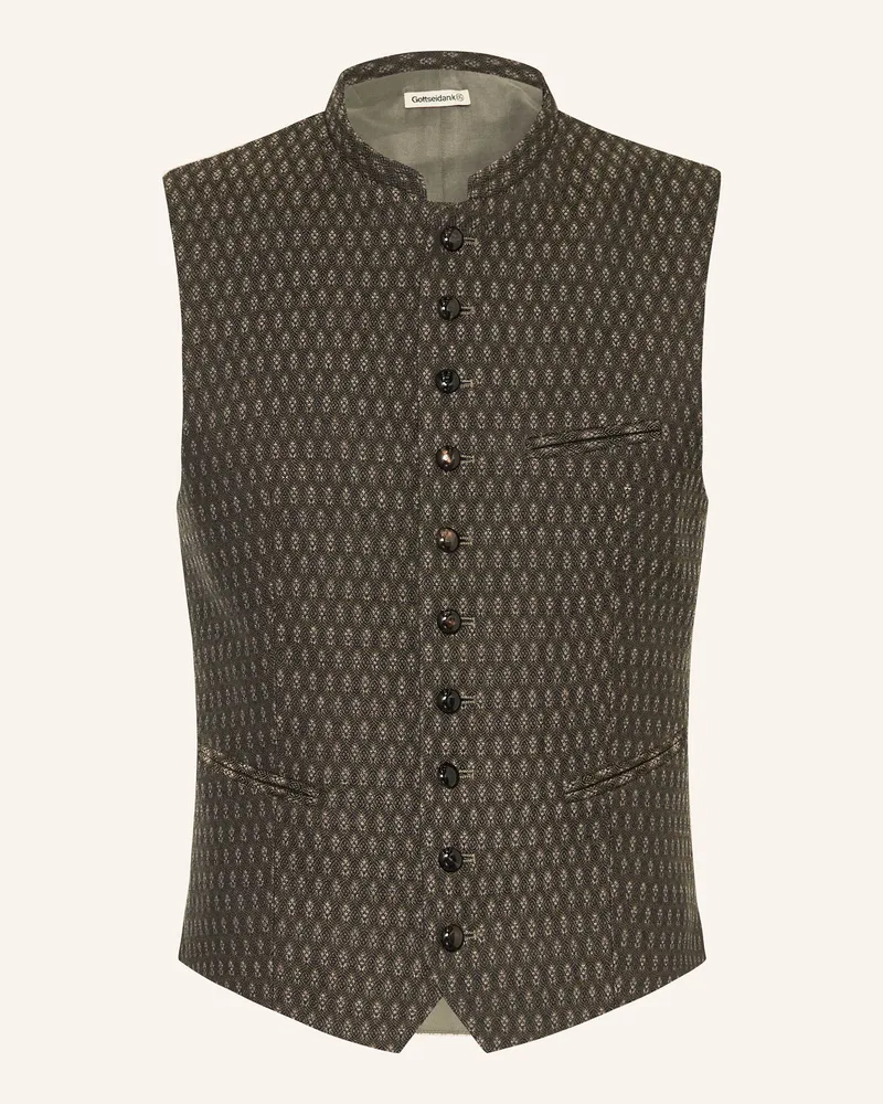 Gottseidank Trachtenweste KONSTANTIN Extra Slim Fit Oliv