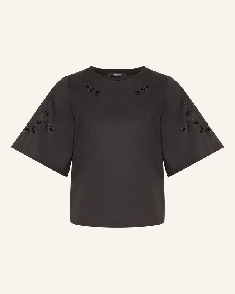 Max Mara Blusenshirt TARGA mit Lochspitze Schwarz