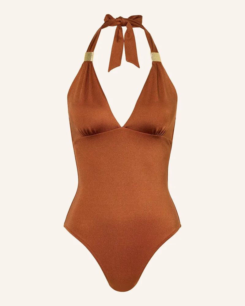 Heidi Klein Neckholder-Badeanzug Uzes Slider braun Dunkelorange