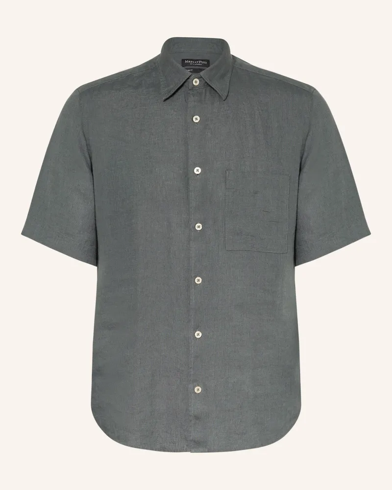 Marc O'Polo Kurzarm-Hemd Regular Fit Aus Leinen grau Dunkelgrau