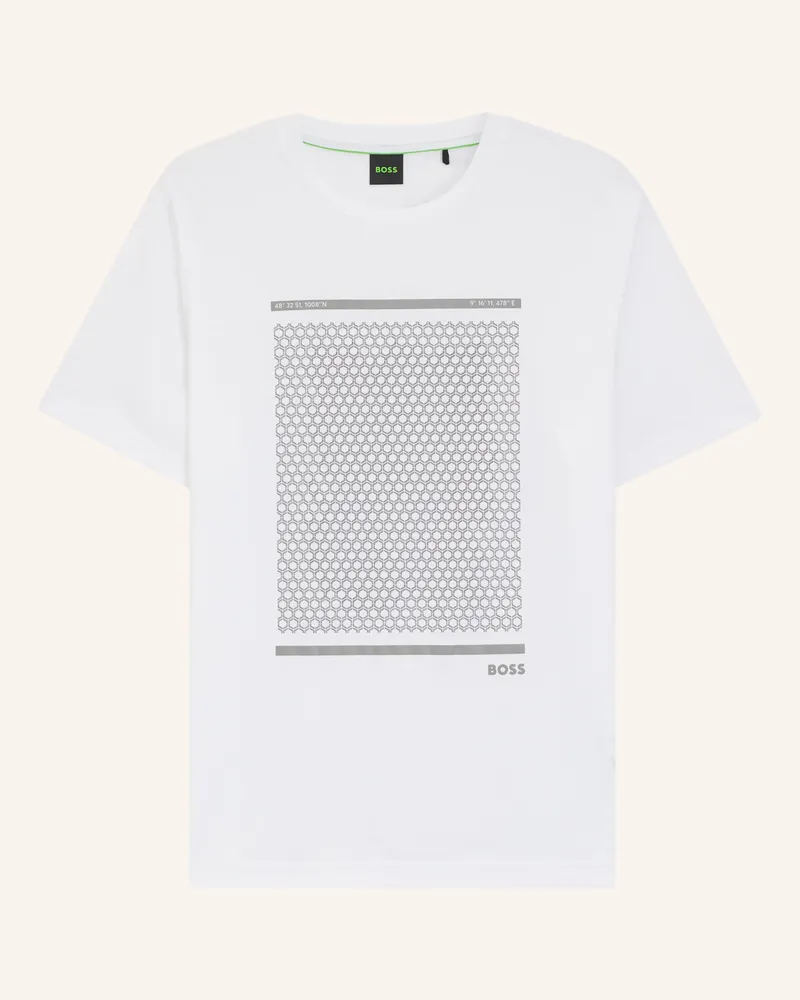 HUGO BOSS T-Shirt Ts_Tour Print Regular Fit weiss Weiss