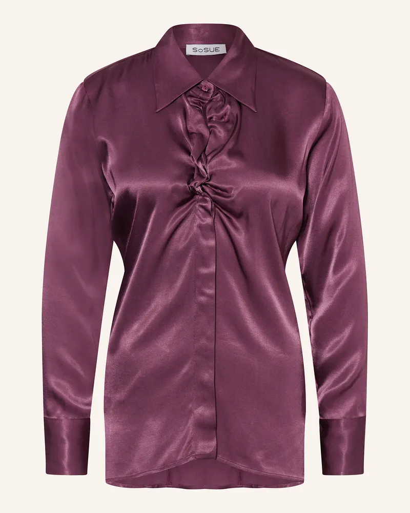 SoSUE Hemdbluse mit Rüschen aus Satin Fuchsia