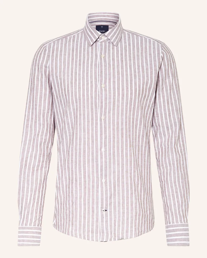 JOOP! Hemd PIT Slim Fit mit Leinen Braun