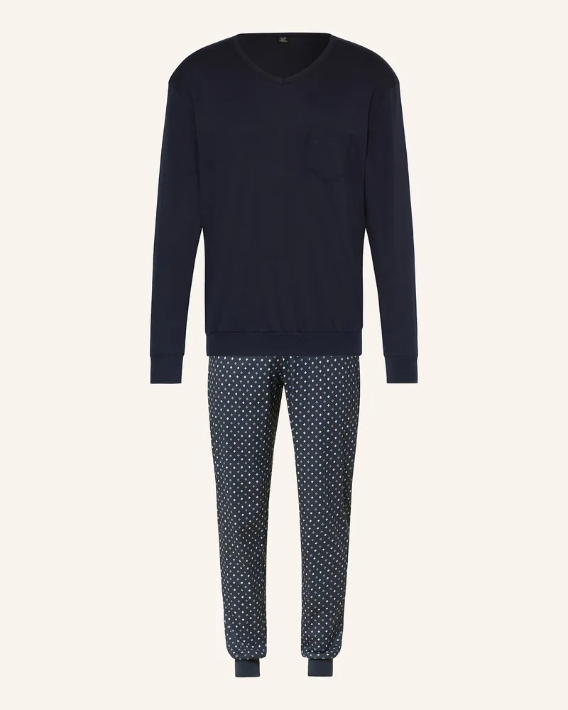 Calida Schlafanzug Relax Streamline blau Dunkelblau