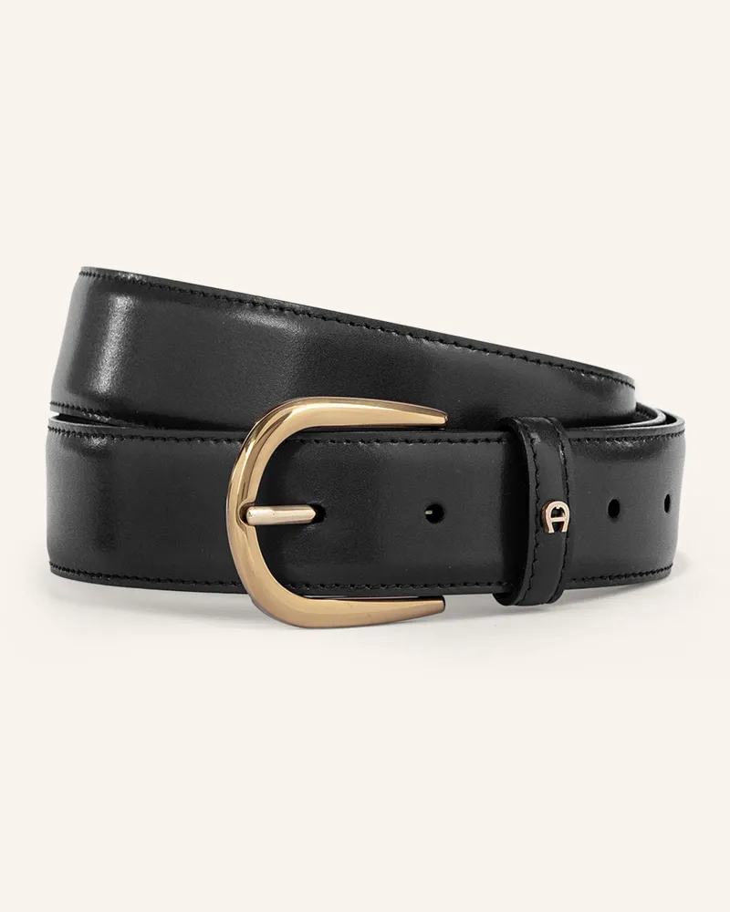 Aigner Ledergürtel Business schwarz Schwarz