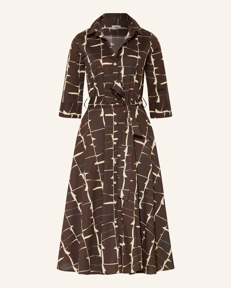 lilienfels Hemdblusenkleid mit 3/4-Arm Dunkelbraun