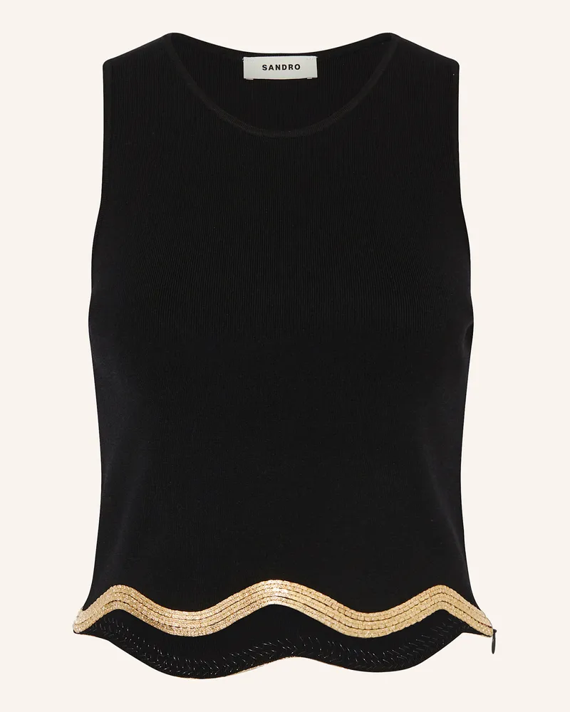 Sandro Cropped-Stricktop Schwarz