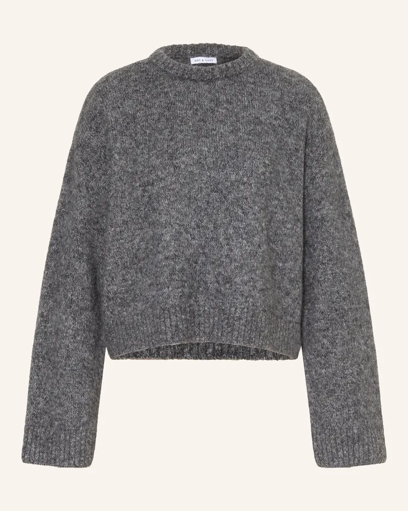 Mrs & HUGS Pullover Mit Cashmere grau Dunkelgrau