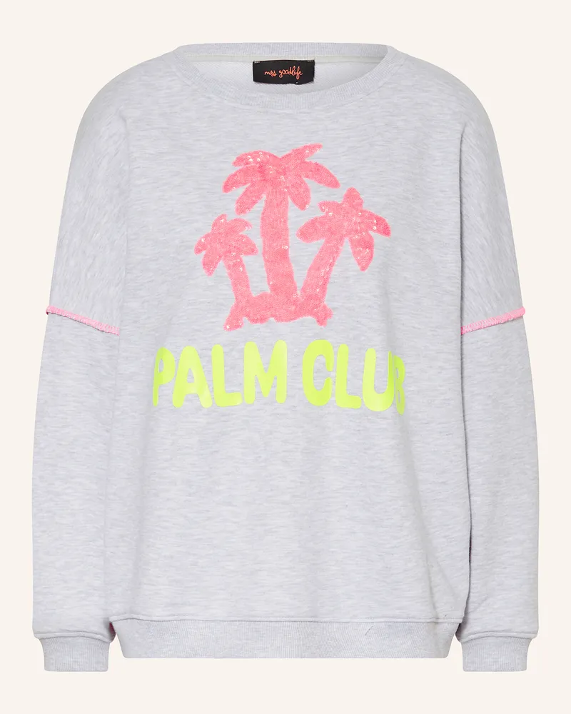 Miss Goodlife Sweatshirt mit Pailletten Hellgrau