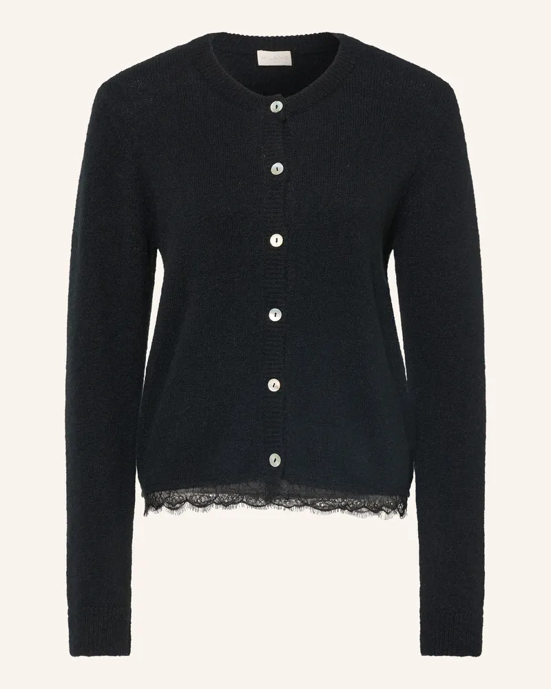 Milano Italy Strickjacke Mit Spitze schwarz Schwarz