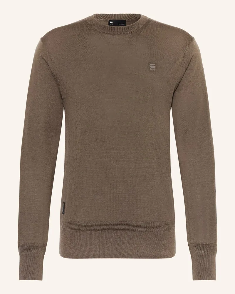 G-STAR RAW Pullover aus Merinowolle Braun