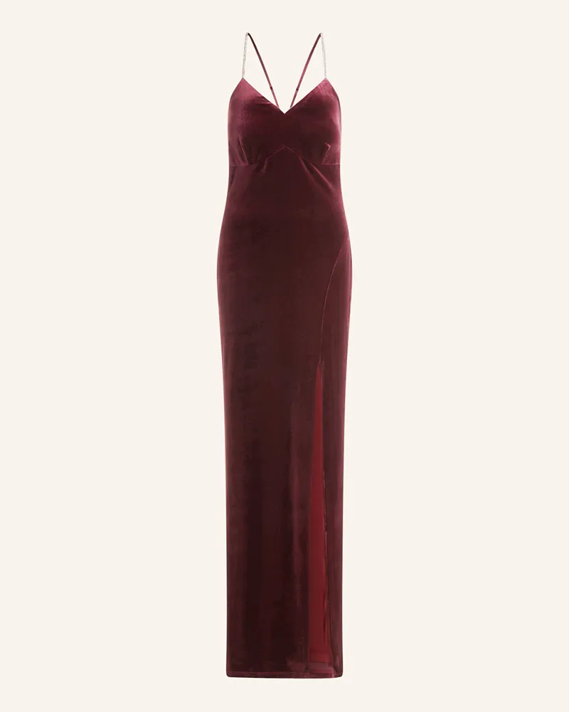 Vera Mont Abendkleid aus Samt mit Schmucksteinen Dunkellila
