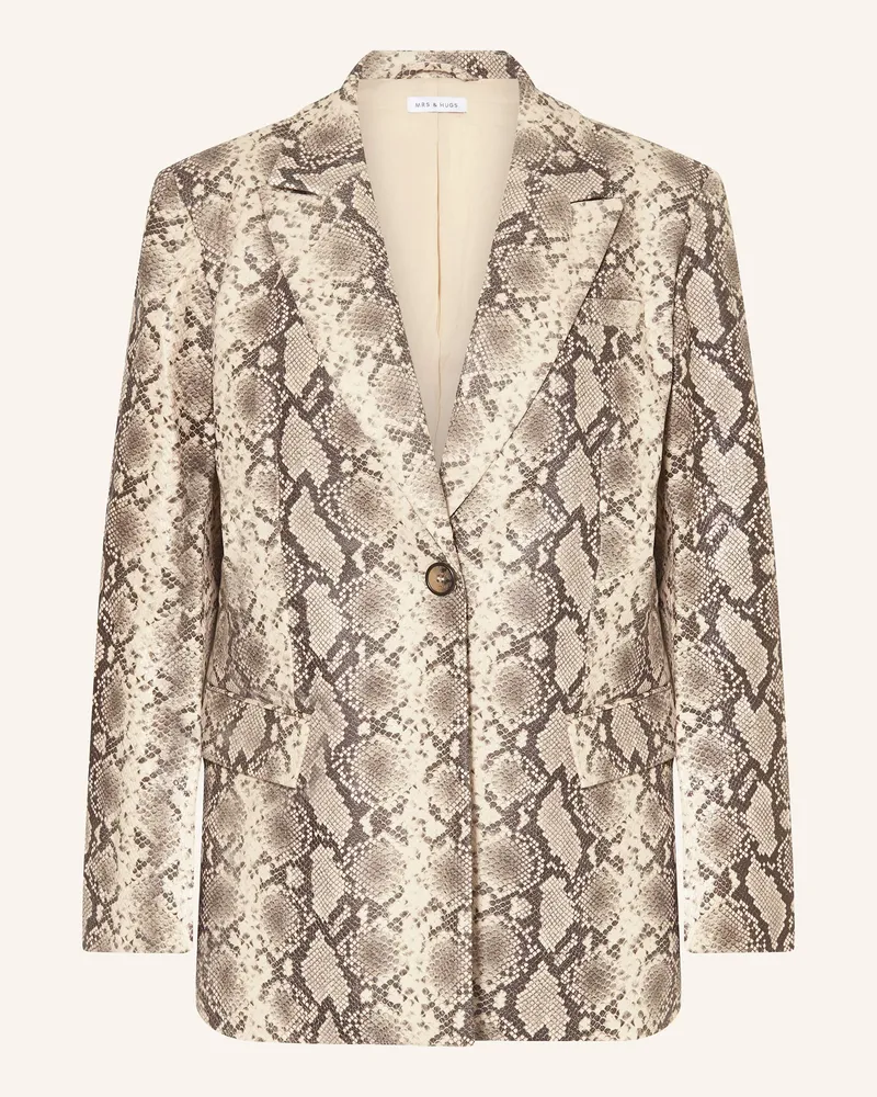 Mrs & HUGS Blazer in Lederoptik Beige