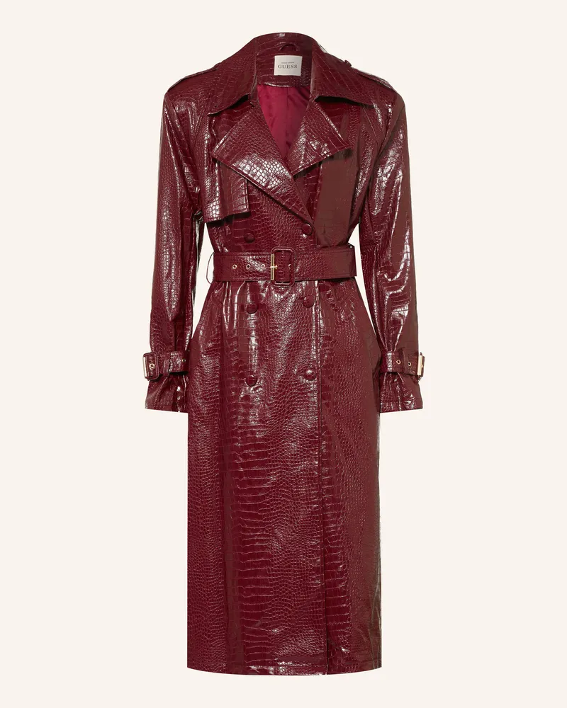 Guess Trenchcoat In Lederoptik rot Dunkelrot