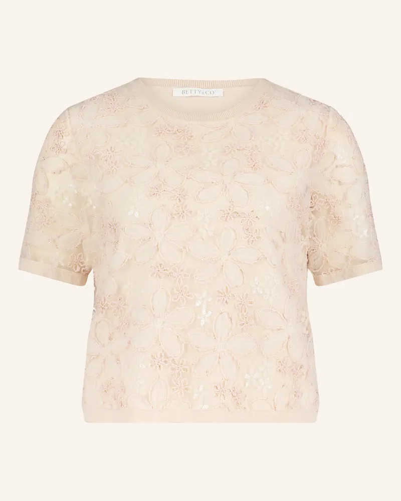 Betty Barclay Strickshirt im Materialmix mit Pailletten Beige