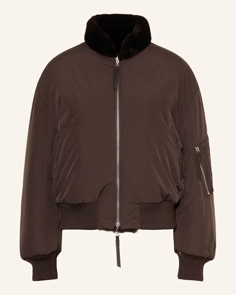 UTZON Lederblouson Zum Wenden braun Dunkelbraun