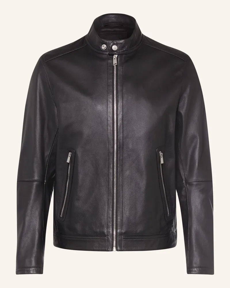 HUGO BOSS Lederjacke Mansell schwarz Schwarz