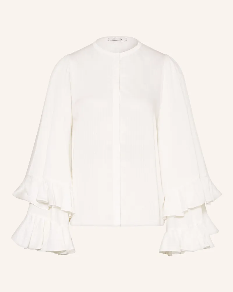 Dorothee Schumacher Bluse SOFT STRIPES mit Rüschen Weiss