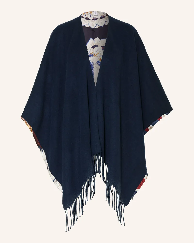 Ferragamo Cashmere-Cape zum Wenden Dunkelblau