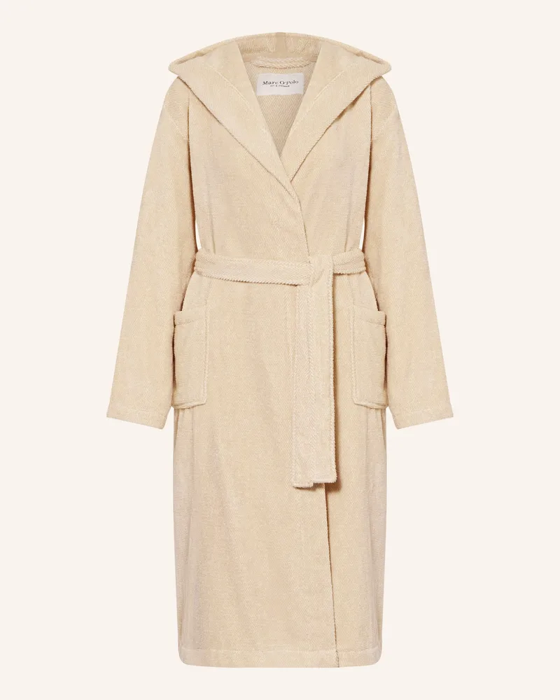 Marc O'Polo Damen-Bademantel mit Kapuze Beige