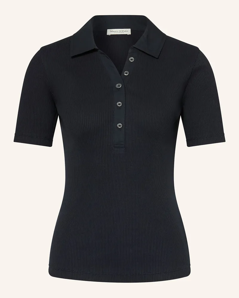 Marc O'Polo Strick-Poloshirt Regular Fit Dunkelblau