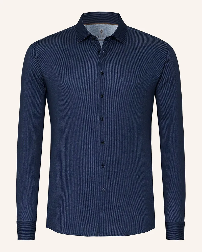 DESOTO Jerseyhemd Slim Fit blau Dunkelblau