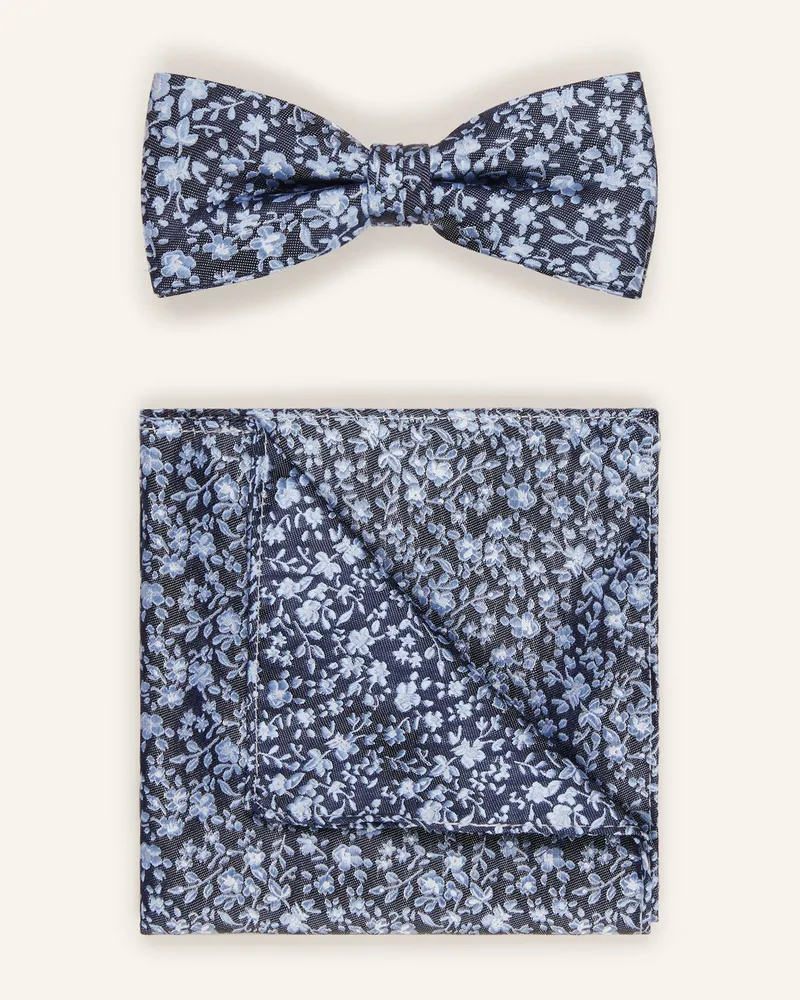 Monti Set: Fliege und Einstecktuch Dunkelblau