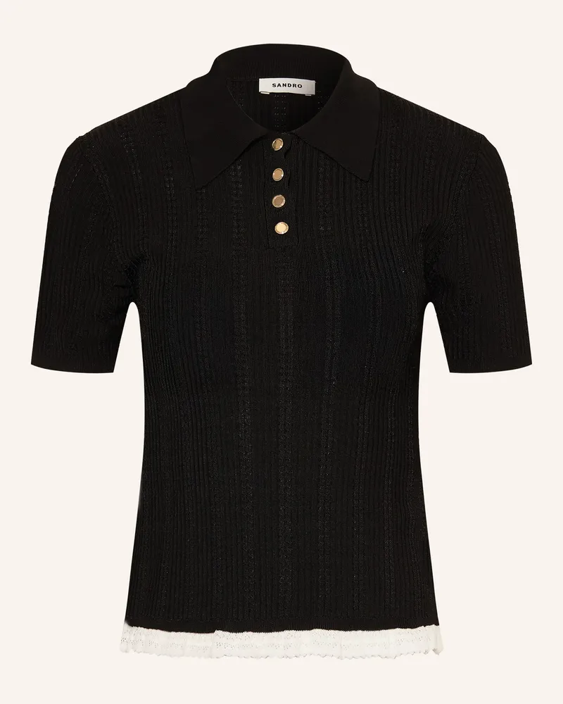 Sandro Strick-Poloshirt Schwarz