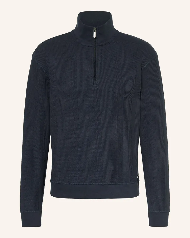 HUGO BOSS Lounge-Pullover Structure blau Dunkelblau