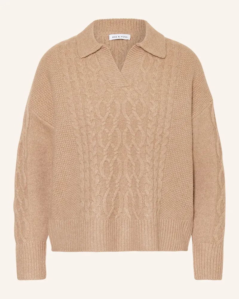 Mrs & HUGS Strick-Poloshirt Beige