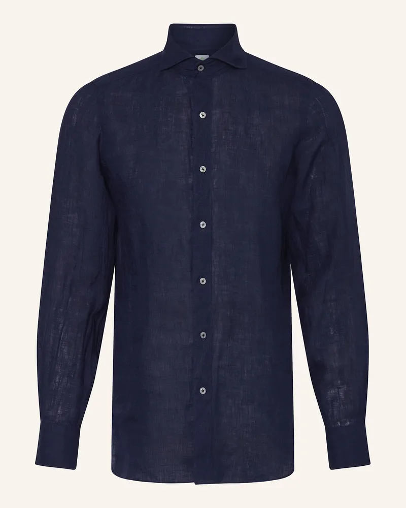 Finamore 1925 Leinenhemd Tokyo Sergio Slim Fit blau Dunkelblau