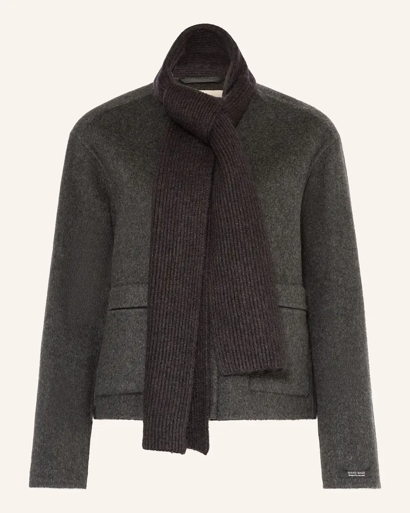 Mos Mosh Kastenjacke MMMARIA mit abnehmbarem Schal Dunkelgrau