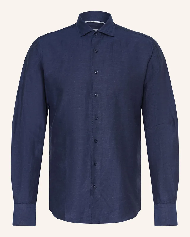 Eterna Hemd Slim Fit mit Leinen Dunkelblau