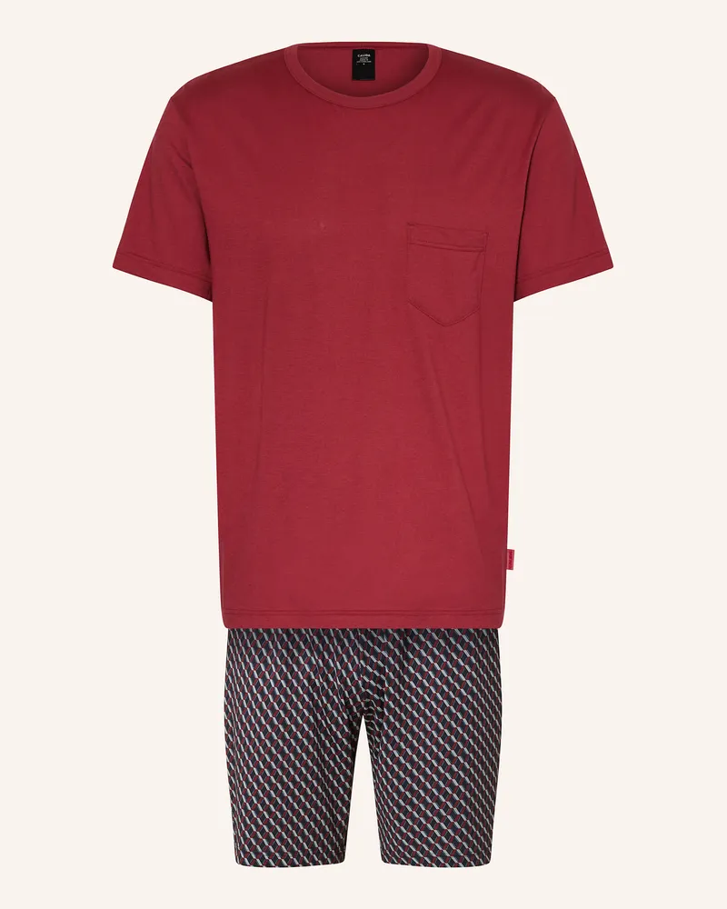 Calida Shorty-Schlafanzug Relax Imprint rot Dunkelrot