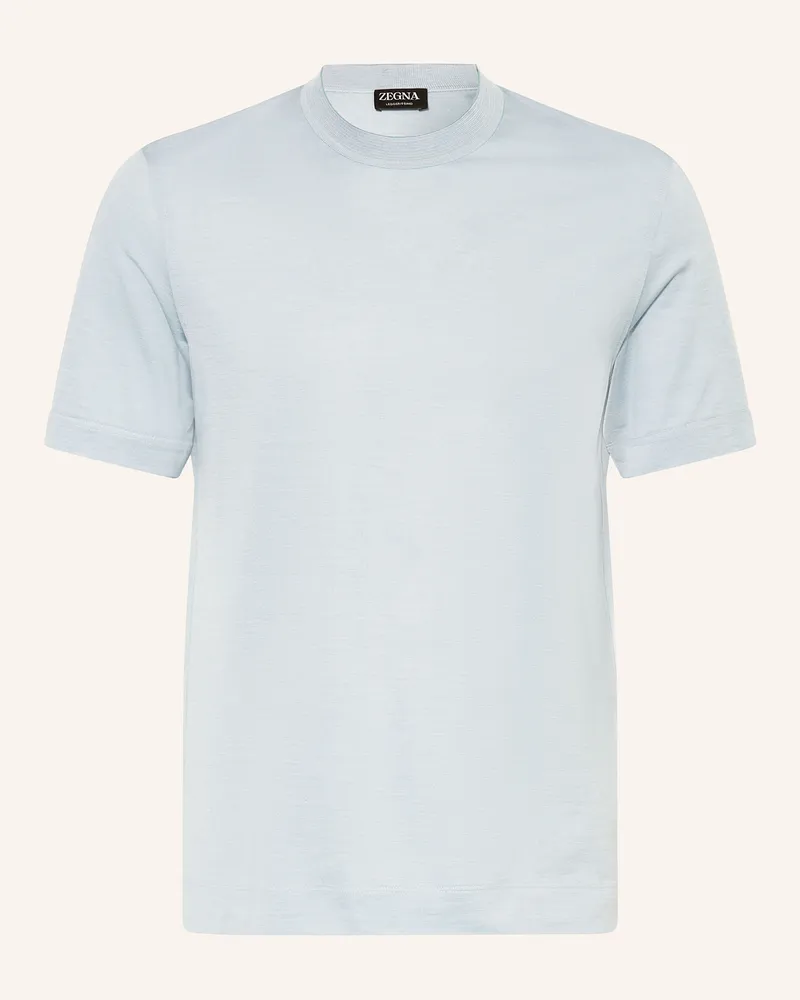 Ermenegildo Zegna T-Shirt mit Seide Hellblau