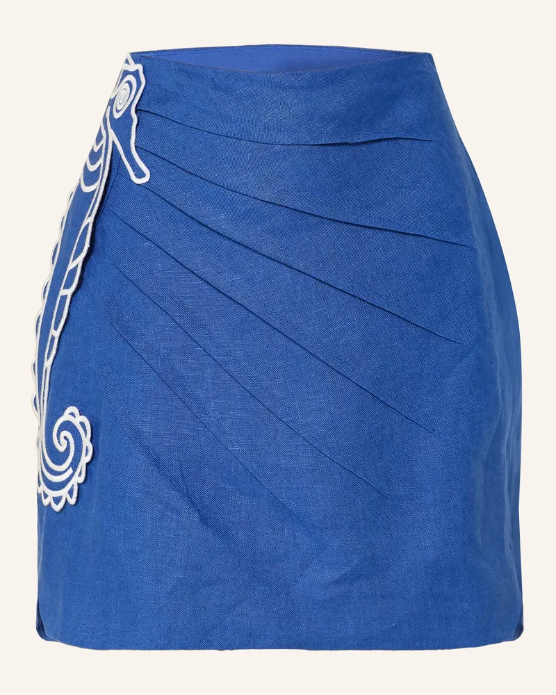 FARM Rio Leinenrock Seahorse Blue Embroidery blau Dunkelblau