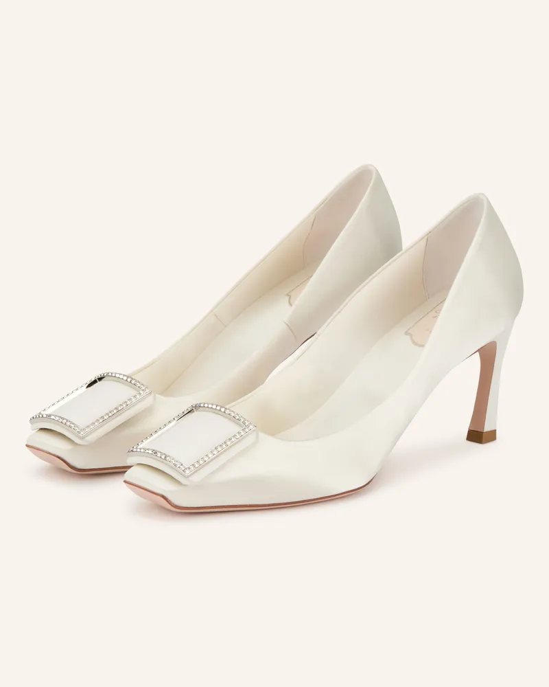 Roger Vivier Pumps Trompette Mit Schmucksteinen weiss Ecru