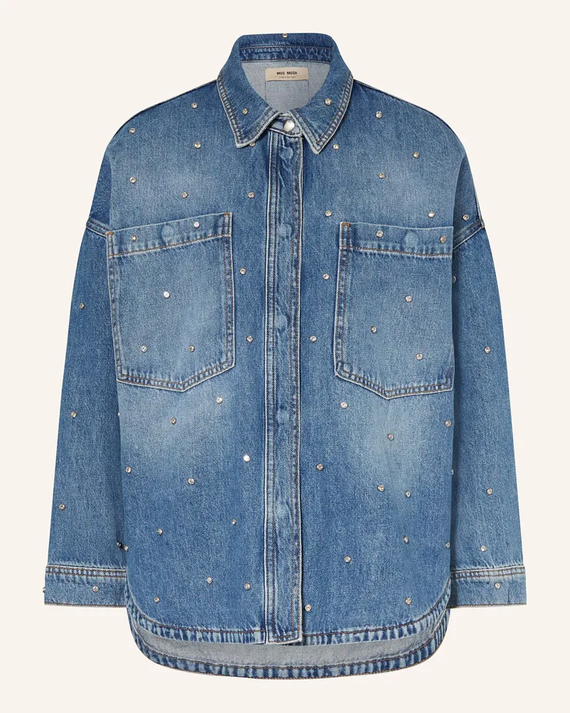 Mos Mosh Oversized-Jeansjacken MMEMME mit Schmucksteinbesatz Dunkelblau