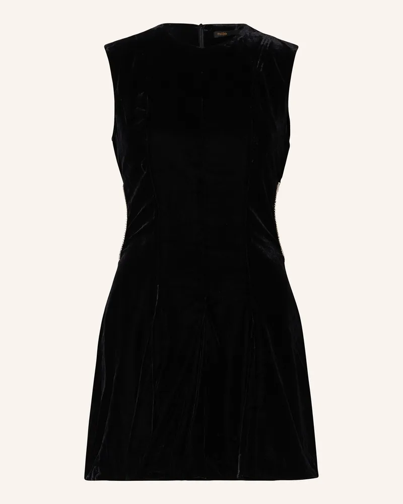 Maje Samtkleid mit Cut-outs und Schmucksteinen Schwarz