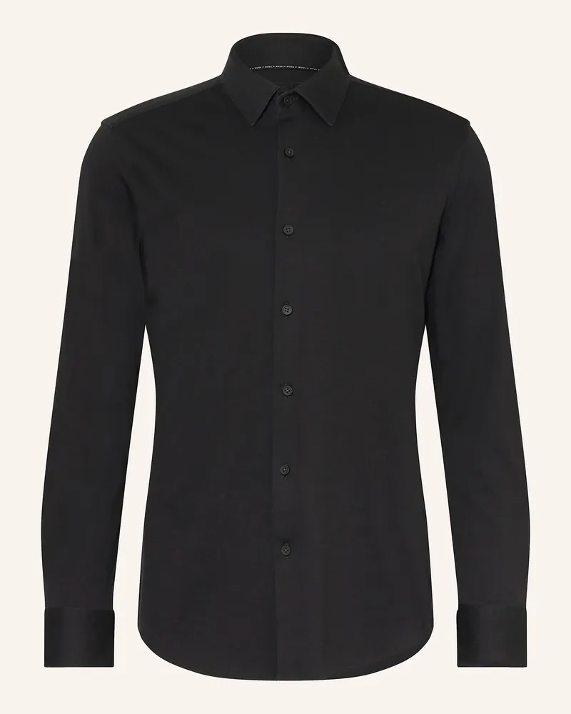 HUGO BOSS Jerseyhemd HANK Slim Fit Schwarz