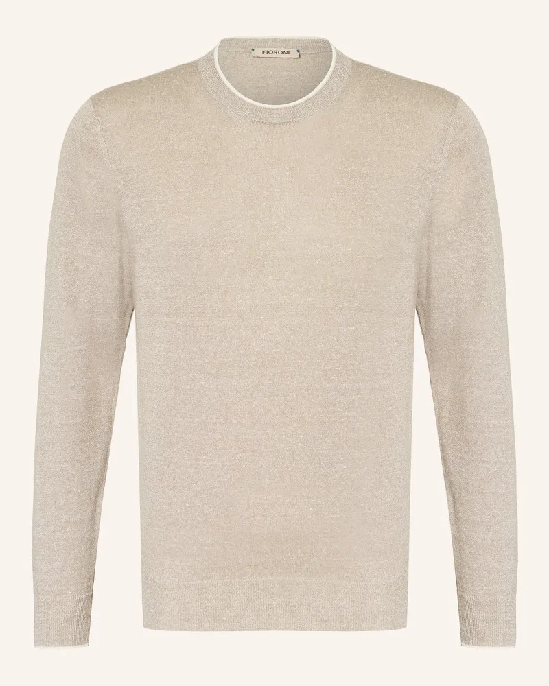 FIORONI Pullover Mit Leinen beige Taupe