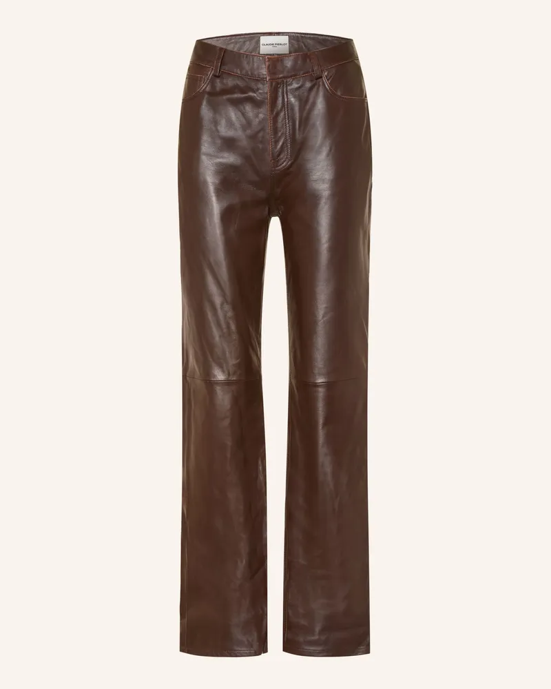 Claudie Pierlot Lederhose braun Dunkelbraun