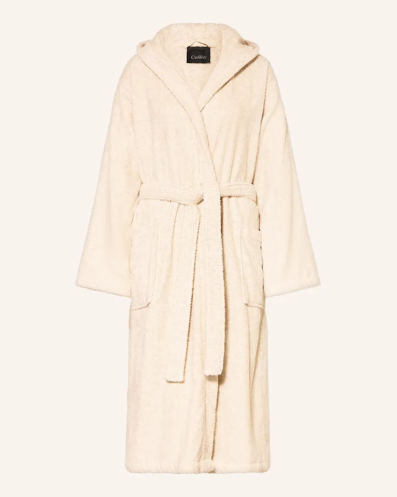 Cawö Unisex-Bademantel SAUNA mit Kapuze Beige